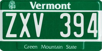 VT license plate ZXV394
