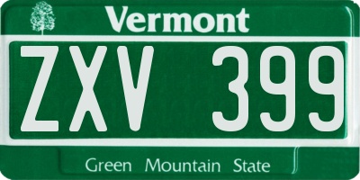 VT license plate ZXV399
