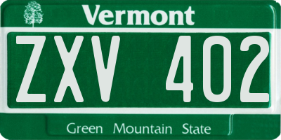 VT license plate ZXV402
