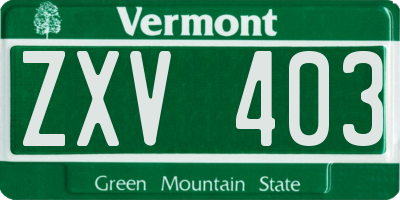 VT license plate ZXV403