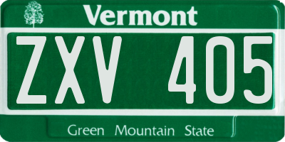 VT license plate ZXV405