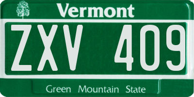 VT license plate ZXV409