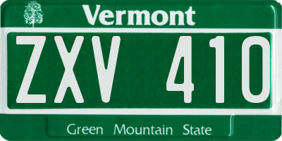 VT license plate ZXV410