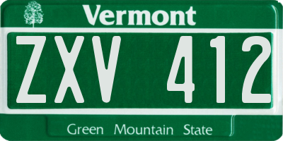 VT license plate ZXV412