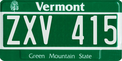VT license plate ZXV415