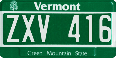 VT license plate ZXV416
