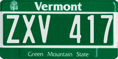 VT license plate ZXV417