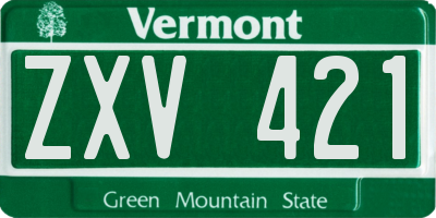 VT license plate ZXV421