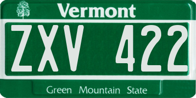 VT license plate ZXV422