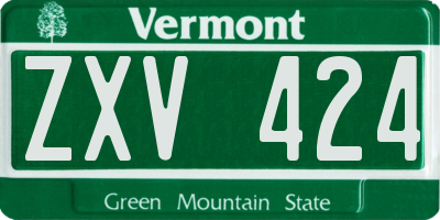 VT license plate ZXV424