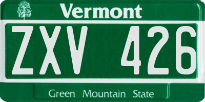 VT license plate ZXV426