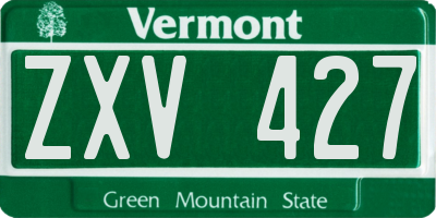 VT license plate ZXV427
