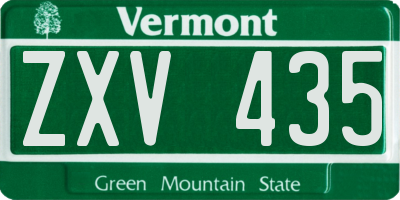 VT license plate ZXV435