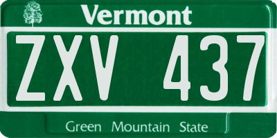 VT license plate ZXV437