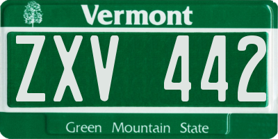VT license plate ZXV442