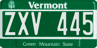 VT license plate ZXV445