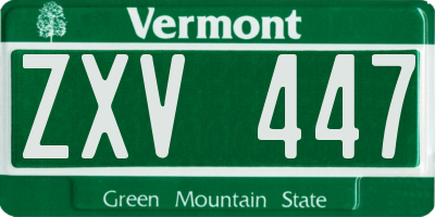 VT license plate ZXV447