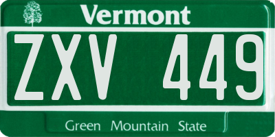 VT license plate ZXV449