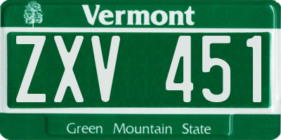 VT license plate ZXV451