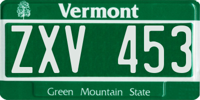 VT license plate ZXV453