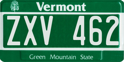 VT license plate ZXV462