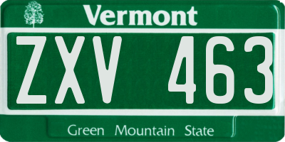 VT license plate ZXV463