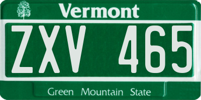 VT license plate ZXV465