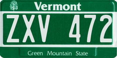 VT license plate ZXV472