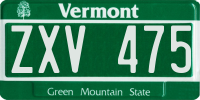 VT license plate ZXV475