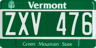 VT license plate ZXV476