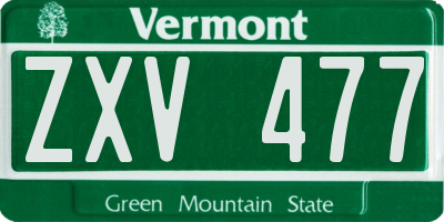 VT license plate ZXV477