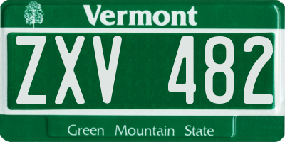 VT license plate ZXV482