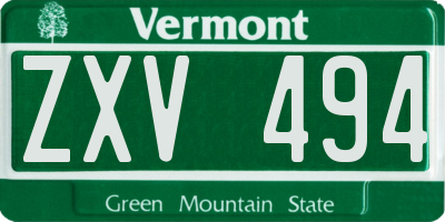 VT license plate ZXV494