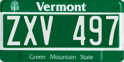 VT license plate ZXV497