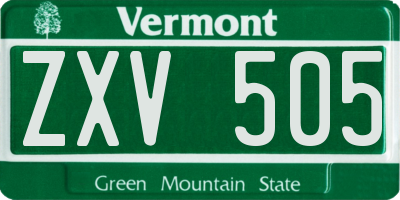 VT license plate ZXV505