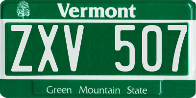 VT license plate ZXV507