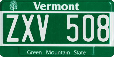 VT license plate ZXV508