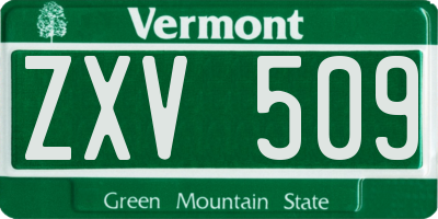 VT license plate ZXV509