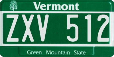 VT license plate ZXV512