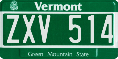 VT license plate ZXV514