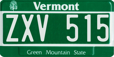 VT license plate ZXV515