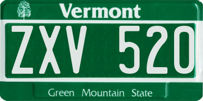 VT license plate ZXV520