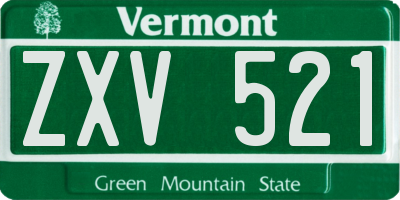 VT license plate ZXV521