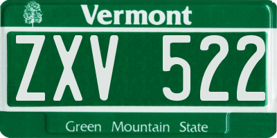 VT license plate ZXV522