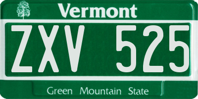 VT license plate ZXV525