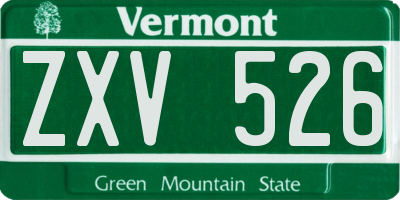 VT license plate ZXV526