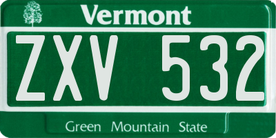 VT license plate ZXV532