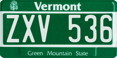 VT license plate ZXV536