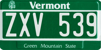 VT license plate ZXV539