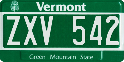 VT license plate ZXV542